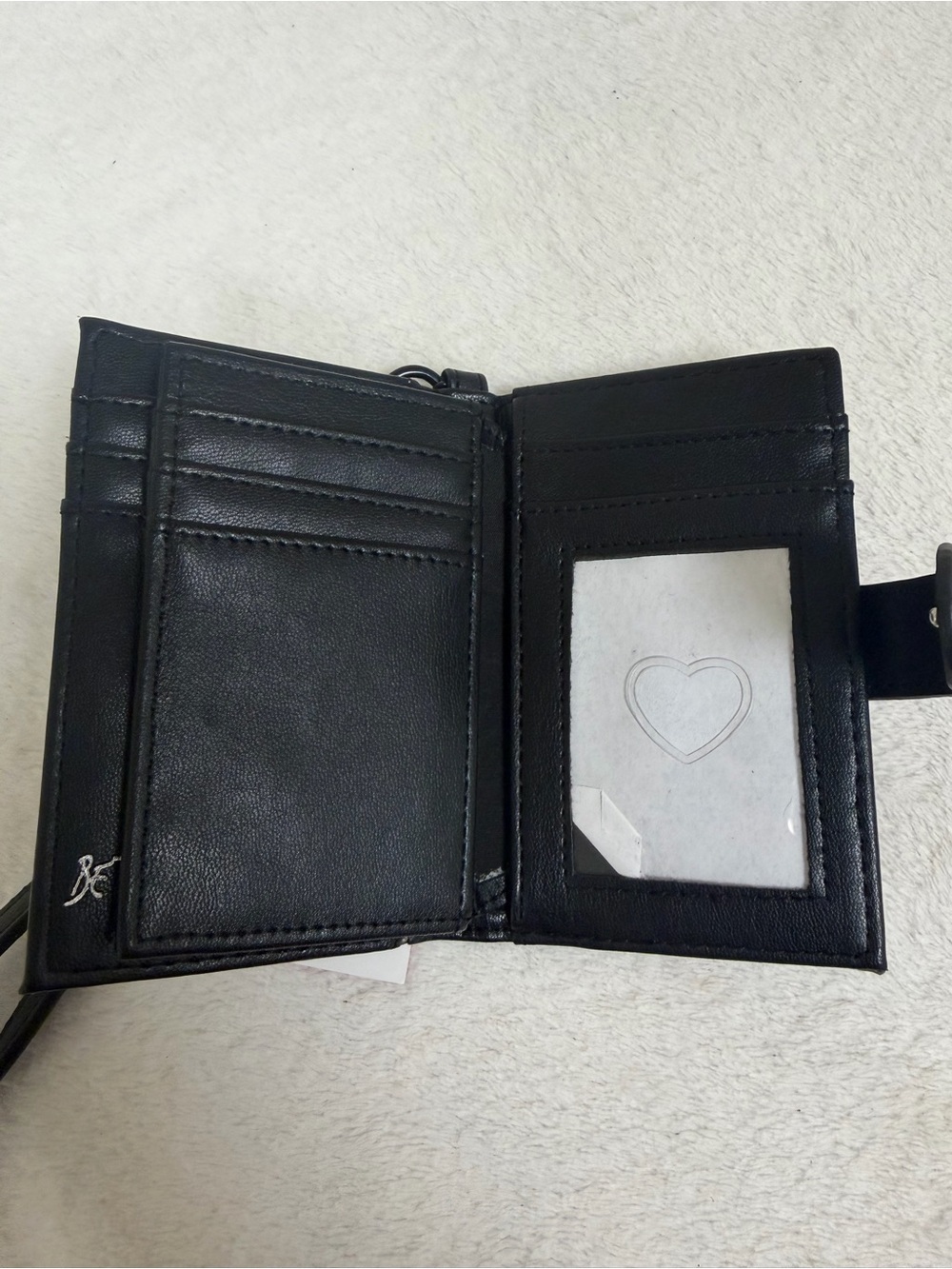 Betsey Johnson Black Embossed Heart Wallet with Wristlet Strap - Picture 4 of 5
